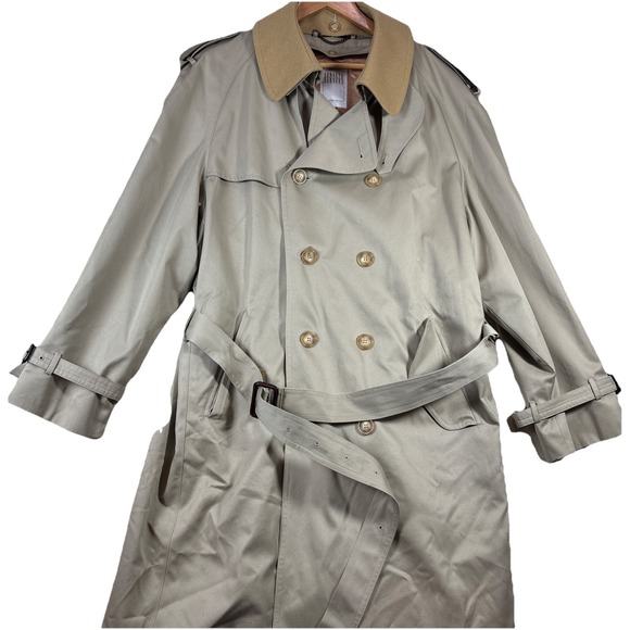 Kenneth Barnard Other - Kenneth Barnard Dbl Breasted Trench Rain Coat Mens 42L Beige Vtg Belted w Liner